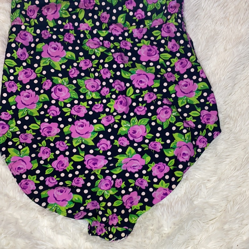 OP Purple Rose Black White Polka Dot One Piece Bathing Suit Size XXL - Picture 9 of 10